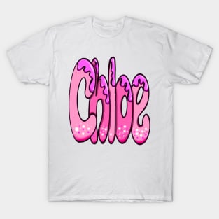 Chloe first name Graffiti style Pink Letters customised personalised custom gifts for girls T-Shirt